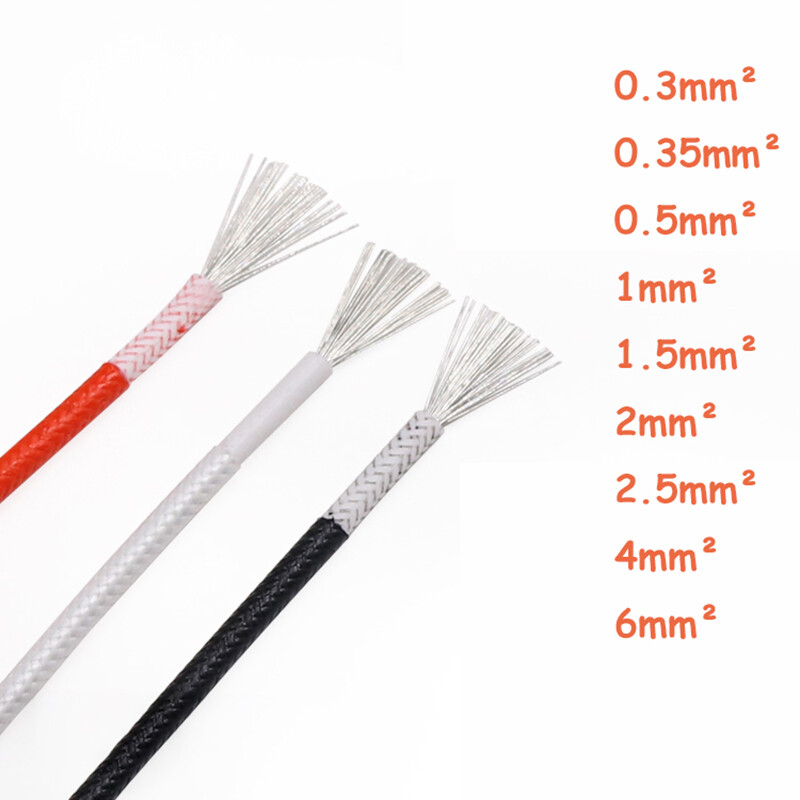 Heat Resistant 0.3mm²-6mm² Fibreglass Wire HIGH TEMP 250℃ Appliance Cable Colors