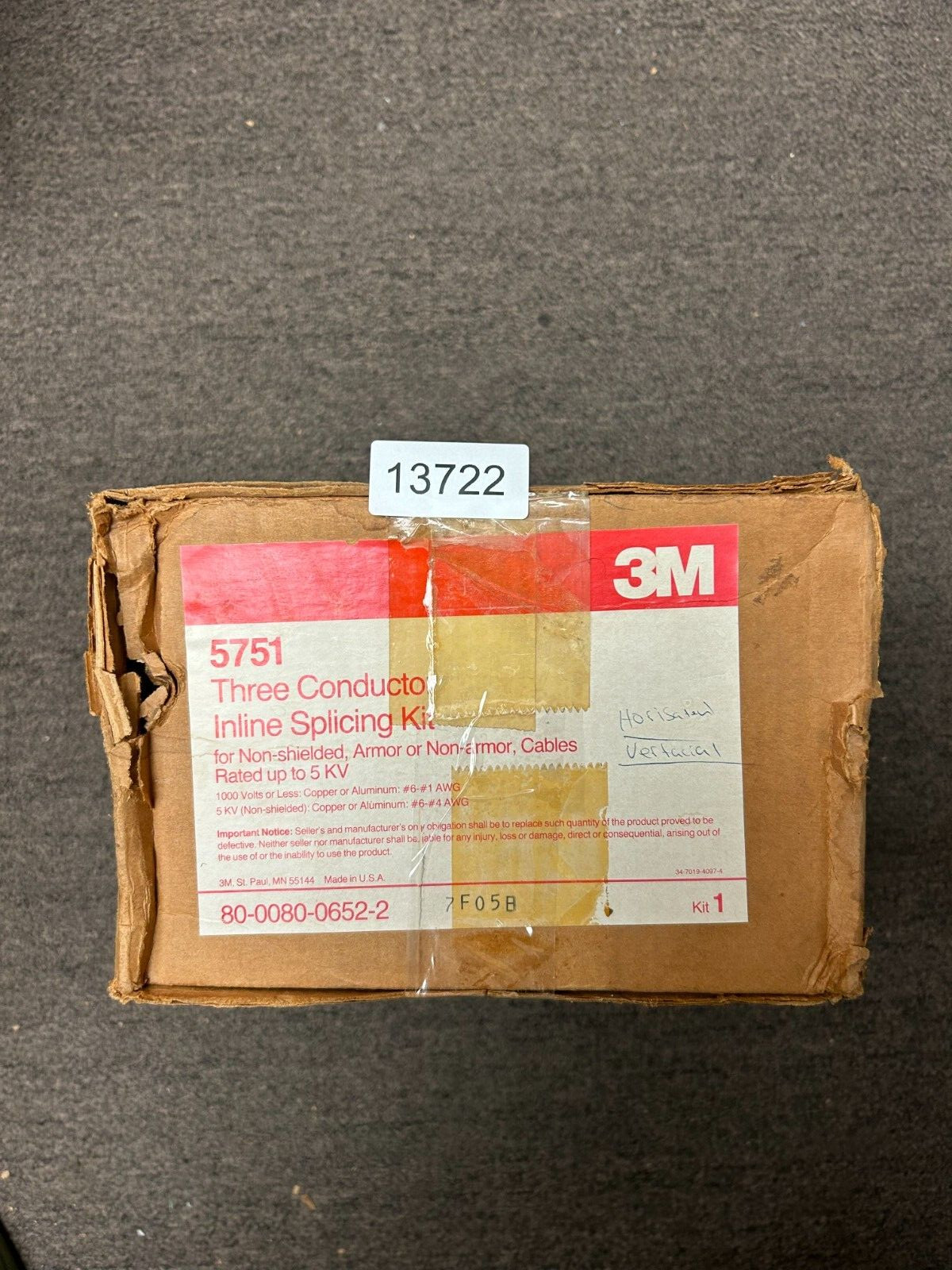 3M 5751 Three Conductor Inline Splicing Kit, 1000 Volts or Less, 5KV