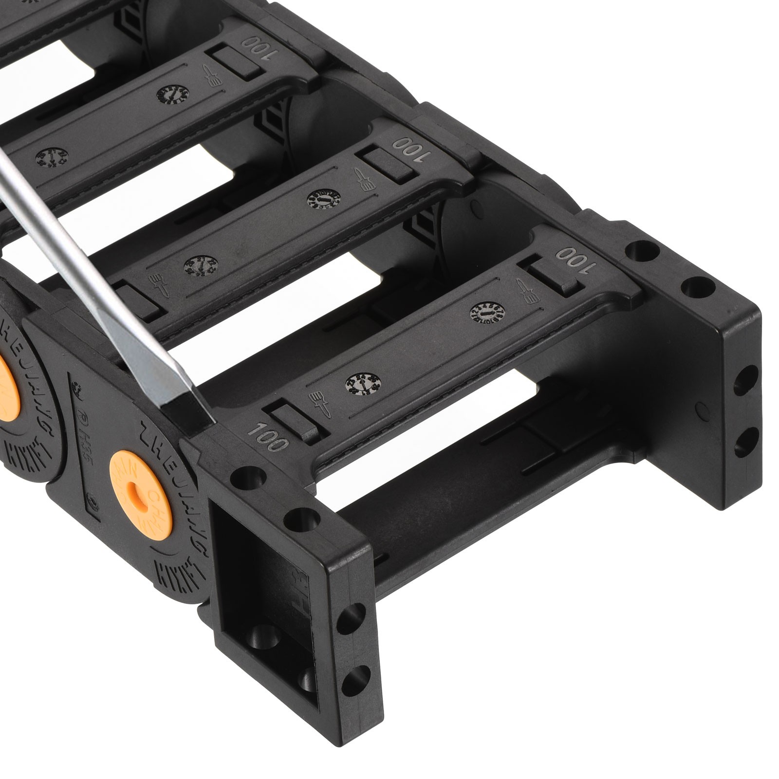 Drag Chain Cable Carrier Open Type End Connectors R100 35X100mm 1 Meter Plastic
