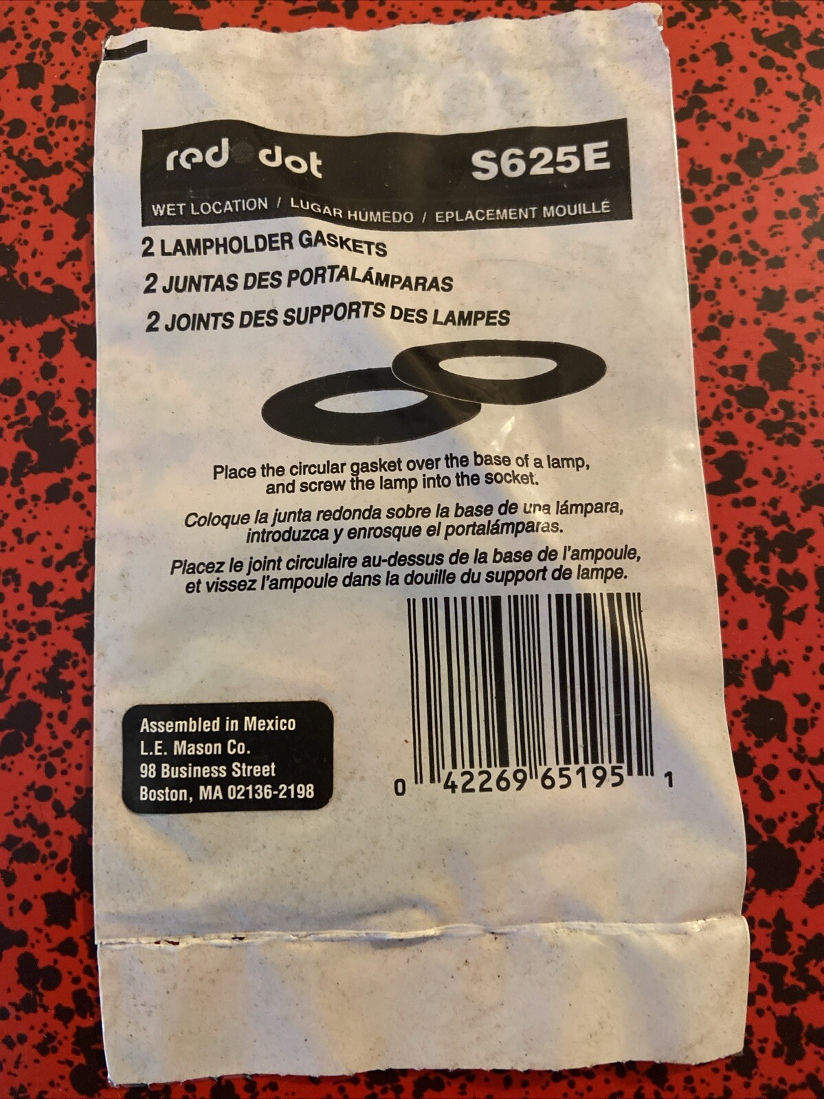 RED DOT S625E Silicone Medium Lampholder Gaskets Wet Location 2 each