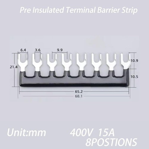 Terminal Block 2 Sets 8 Position Dual Row 600V 15A Screw Terminal Strip Cover