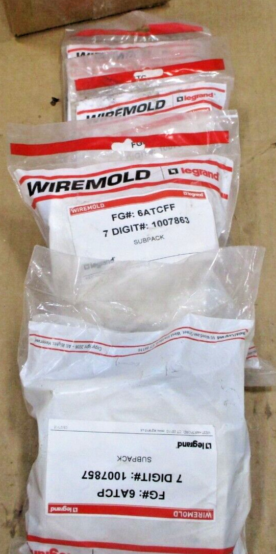 Legrand Wire Mold Subpacks 6ATCFF 6ATCP 6CTC Sold as Lot of 4 Bags A8030ISU