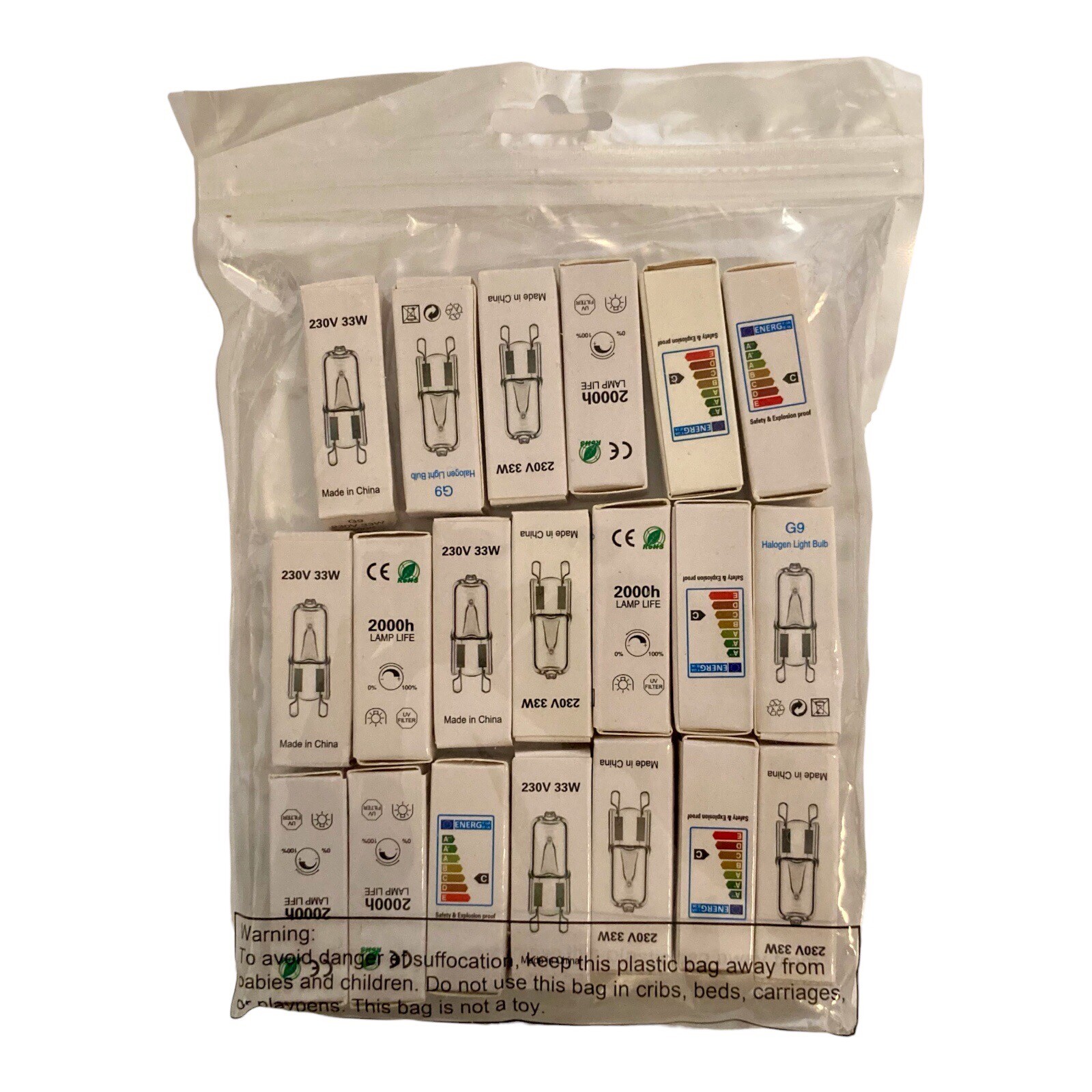 New G9 Halogen Light Bulbs 230V 33W 2000h Lamp Life Pack Of 20