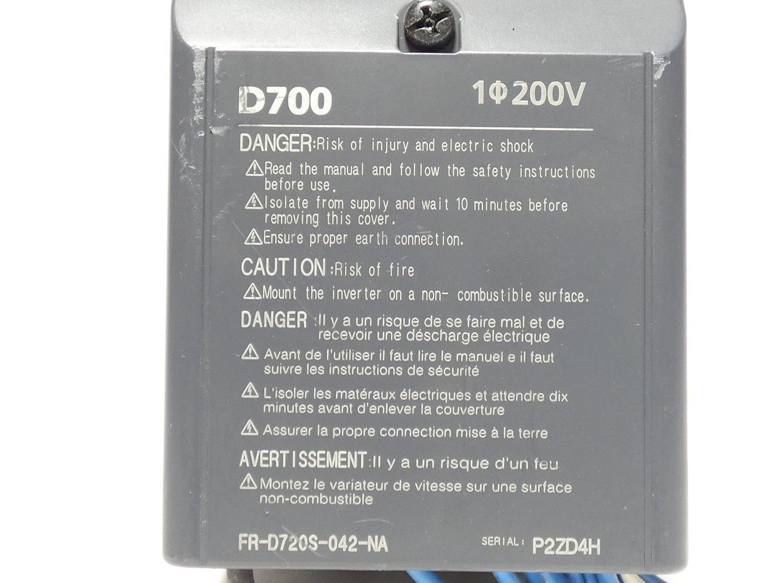 Mitsubishi FR-D720S-042-NA Drive Inverter 4.2A 200-240V 3PH D700