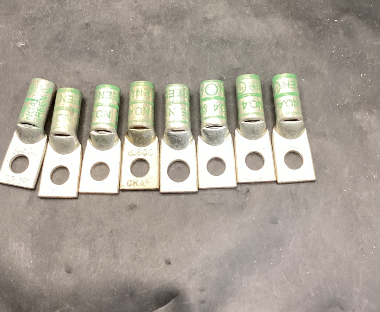 Box Of 8 Ilsco CRA-1 Compression Lug No.2 Green 5/16 hole