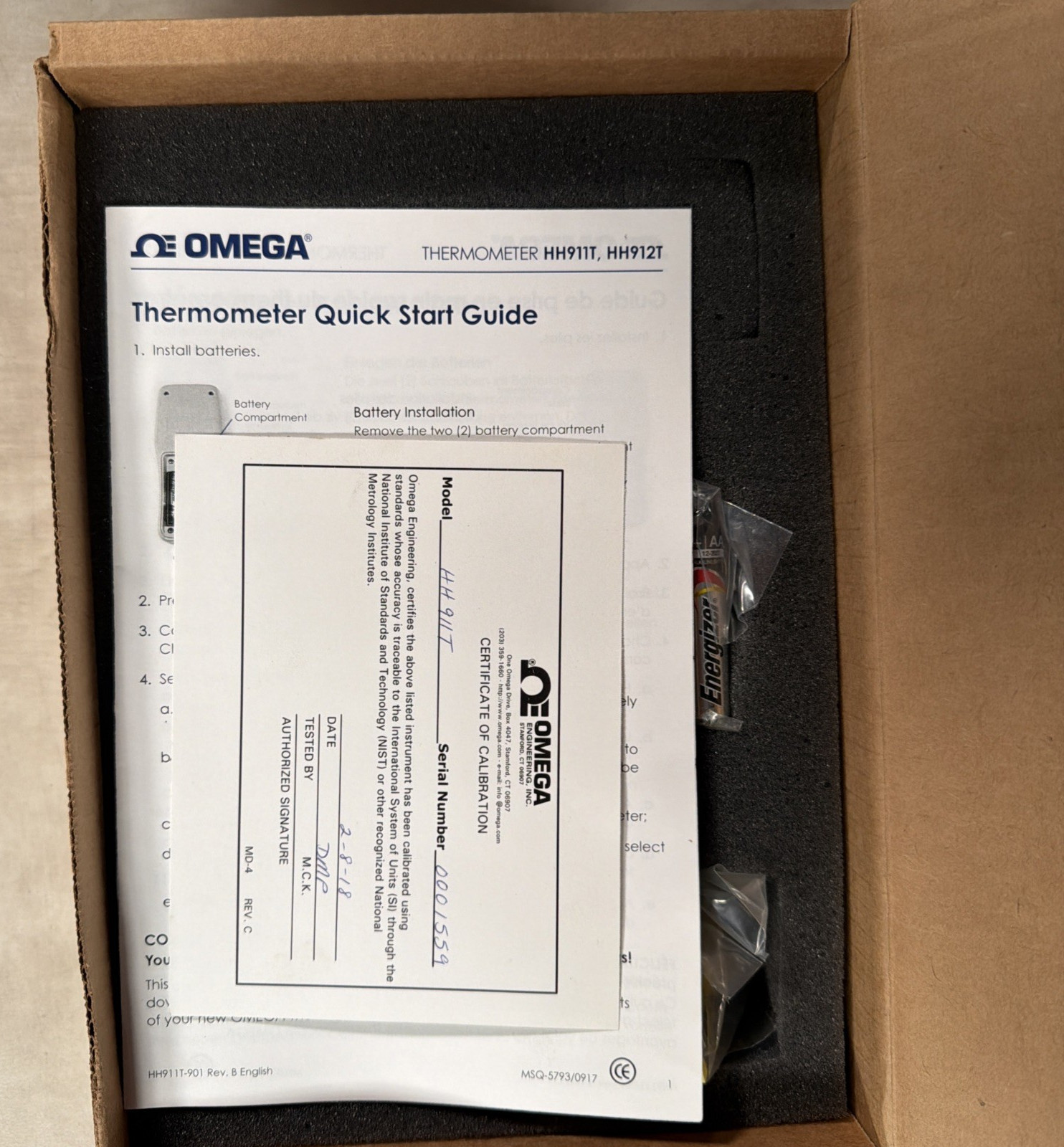 OMEGA T/C THERMOMETER HH911T