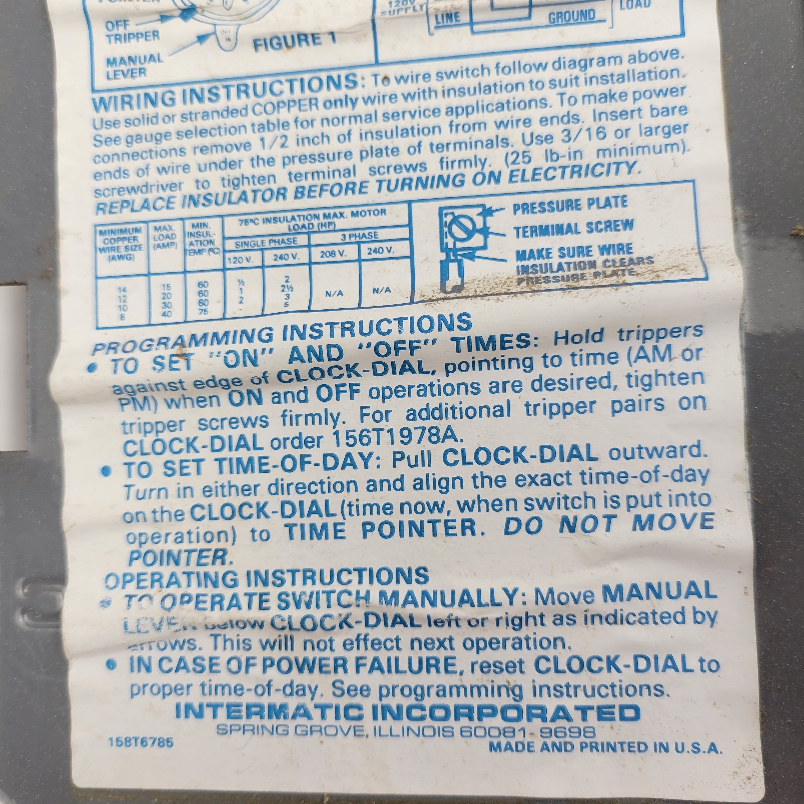 Intermatic T101 Mechanical Time Switch – Industrial Heavy Duty SPST 24Hr 120V