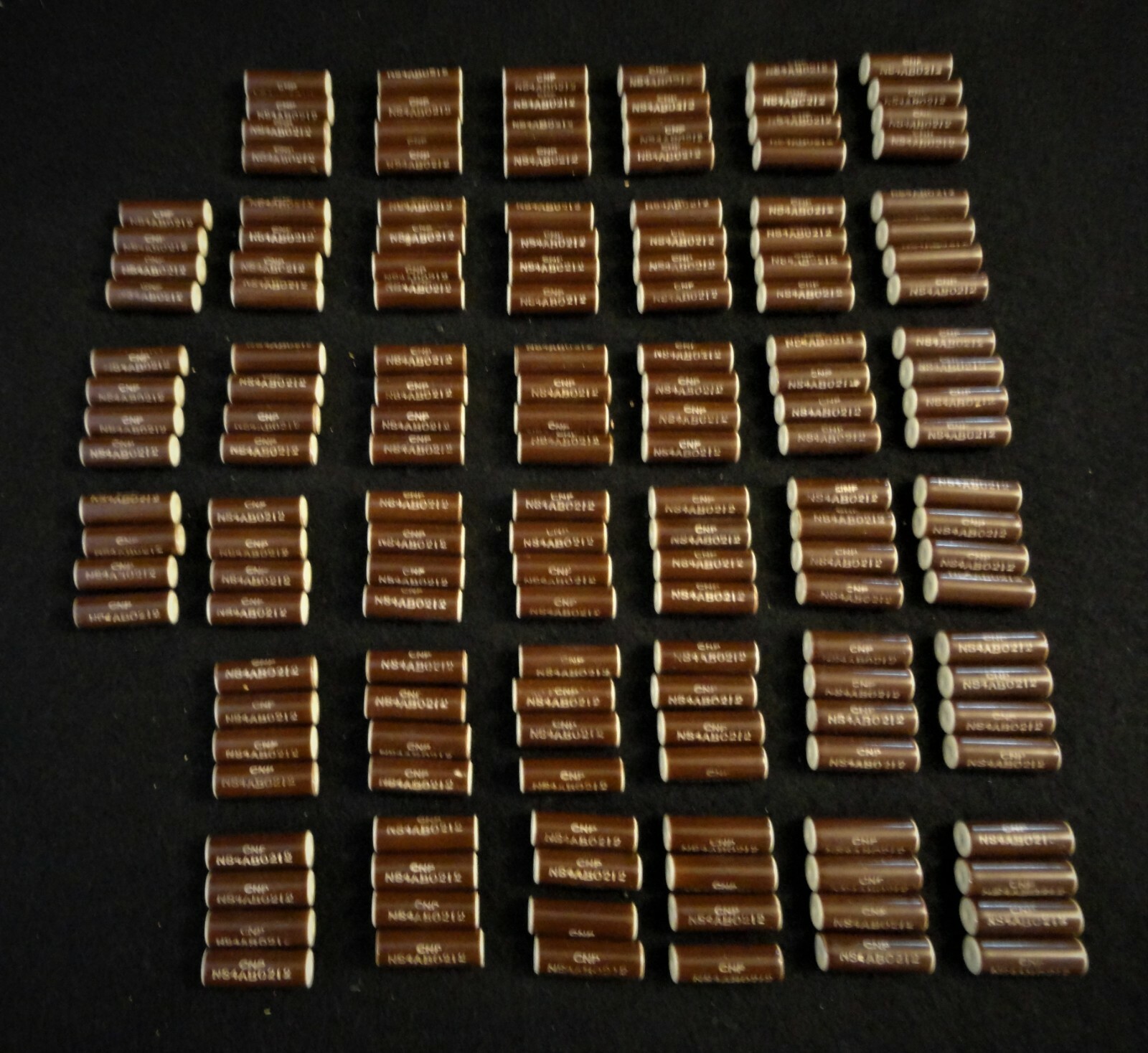 SIX VINTAGE BROWN GLAZED ID THREADED STEATITE INSULATOR w PART NUMBER No.: 212