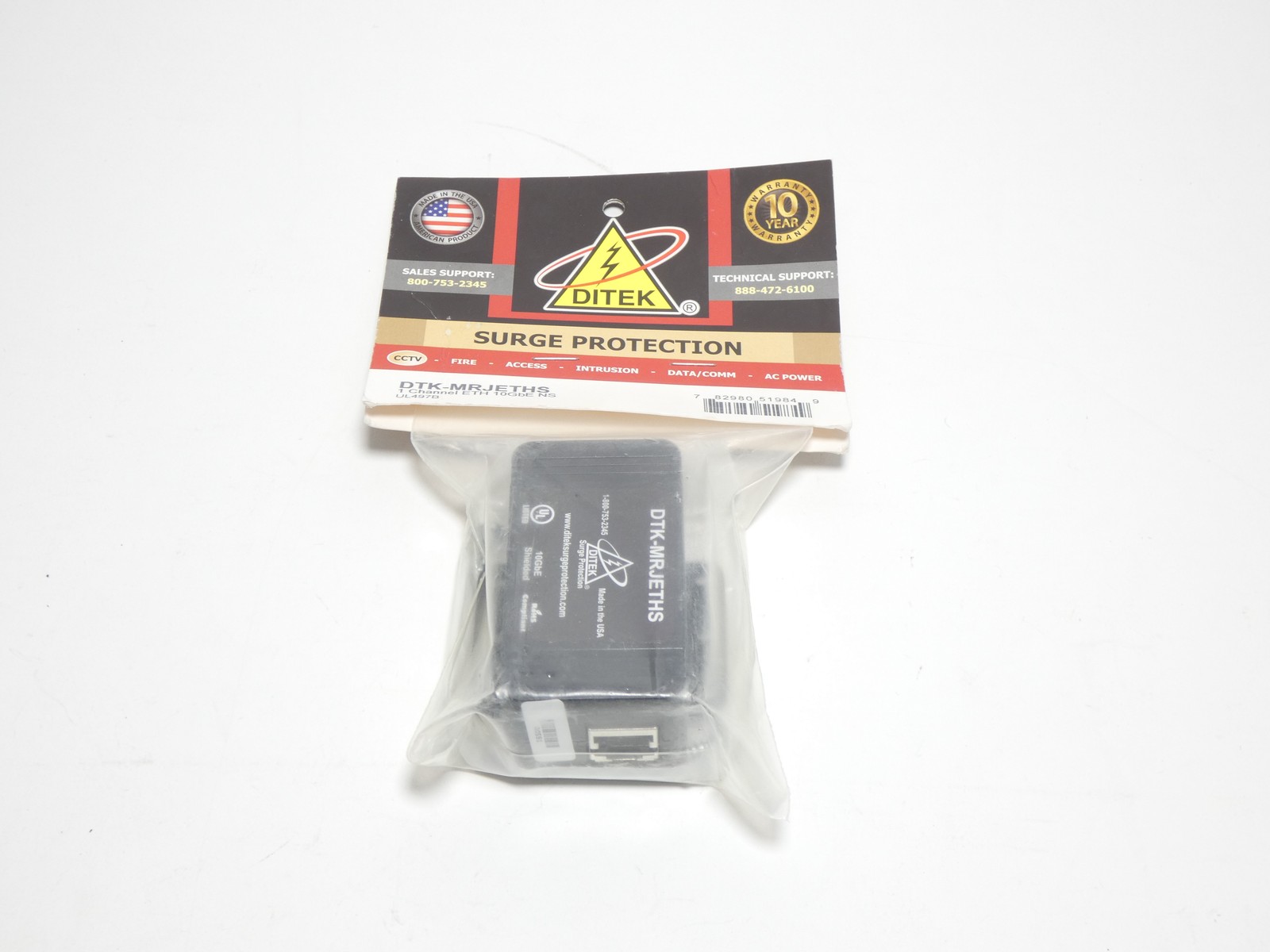 Ditek DTK-MRJETHS Single-Channel Ethernet Surge Protector 10GbE – NEW Surplus!
