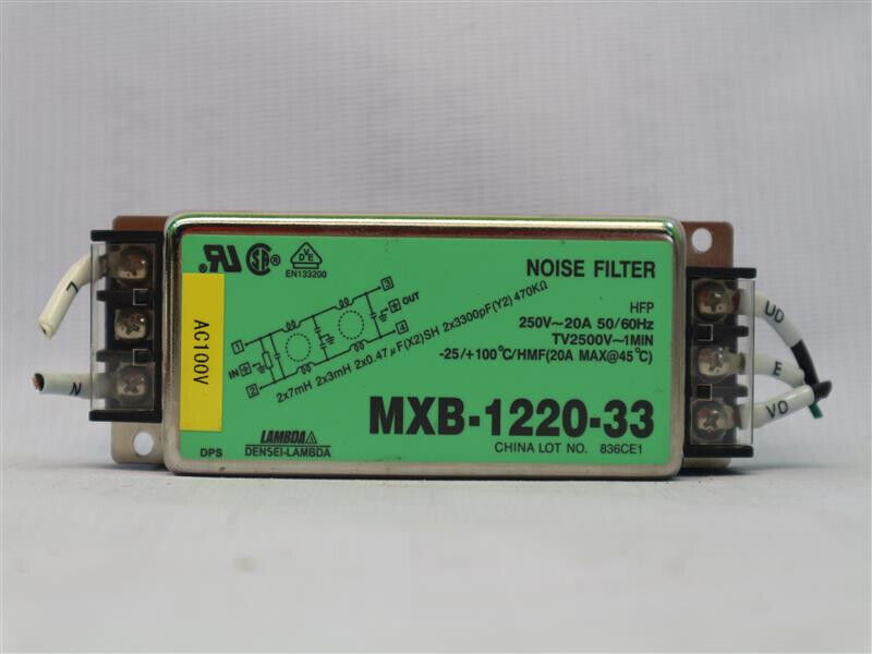 Densei-Lambda MXB-1220-33 MXB122033 Noise Filter Made in China 250V 20A 50/60Hz