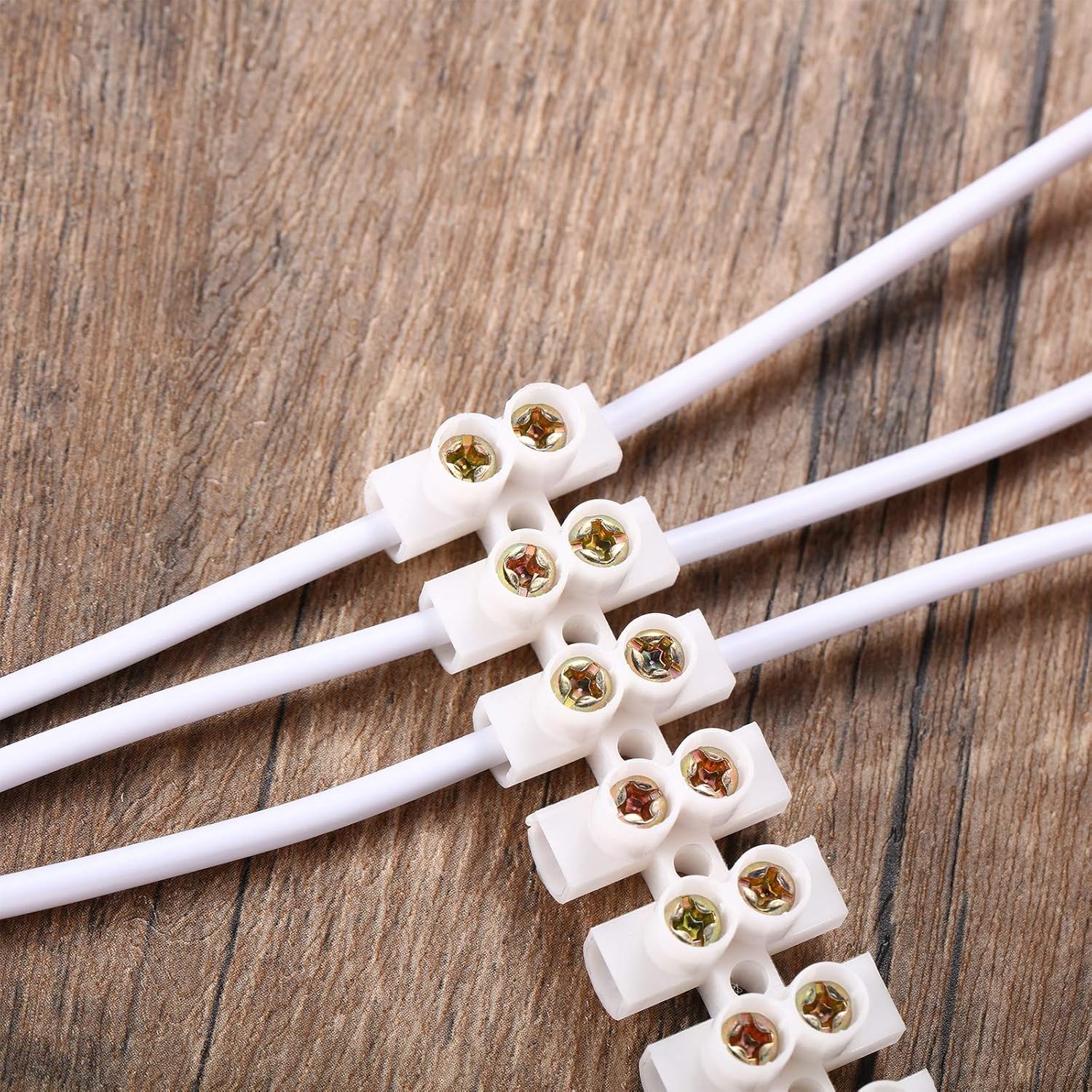 White Terminal Blocks 12 Position Terminal Strip Dual Row Screw Terminals
