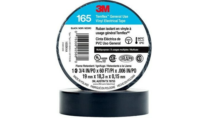 3M 92568 Temflex 165BK4A 3/4″ x 60′ Black VInyl 6 Mil Electrical Tape