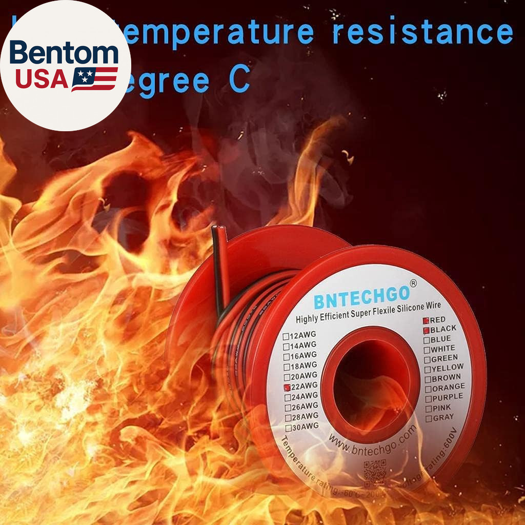 22 Gauge Flexible 2 Conductor Parallel Silicone Wire Spool Red Black High Resist