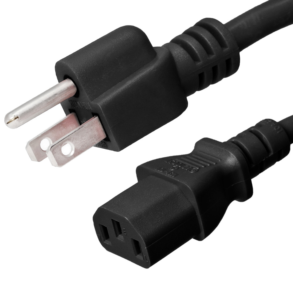 AC Power Cord, 5-15P to C13, 6 ft, 10A/125V, 18/3 AWG – Iron Box # IBX-4908-06