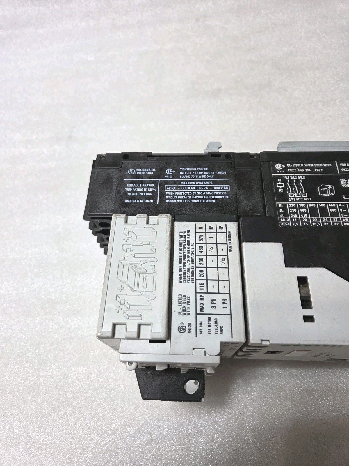 Klockner Moeller S-PKZ2, ZM-1,6-PKZ2,PKZ2 Combination Starter Self-Protected