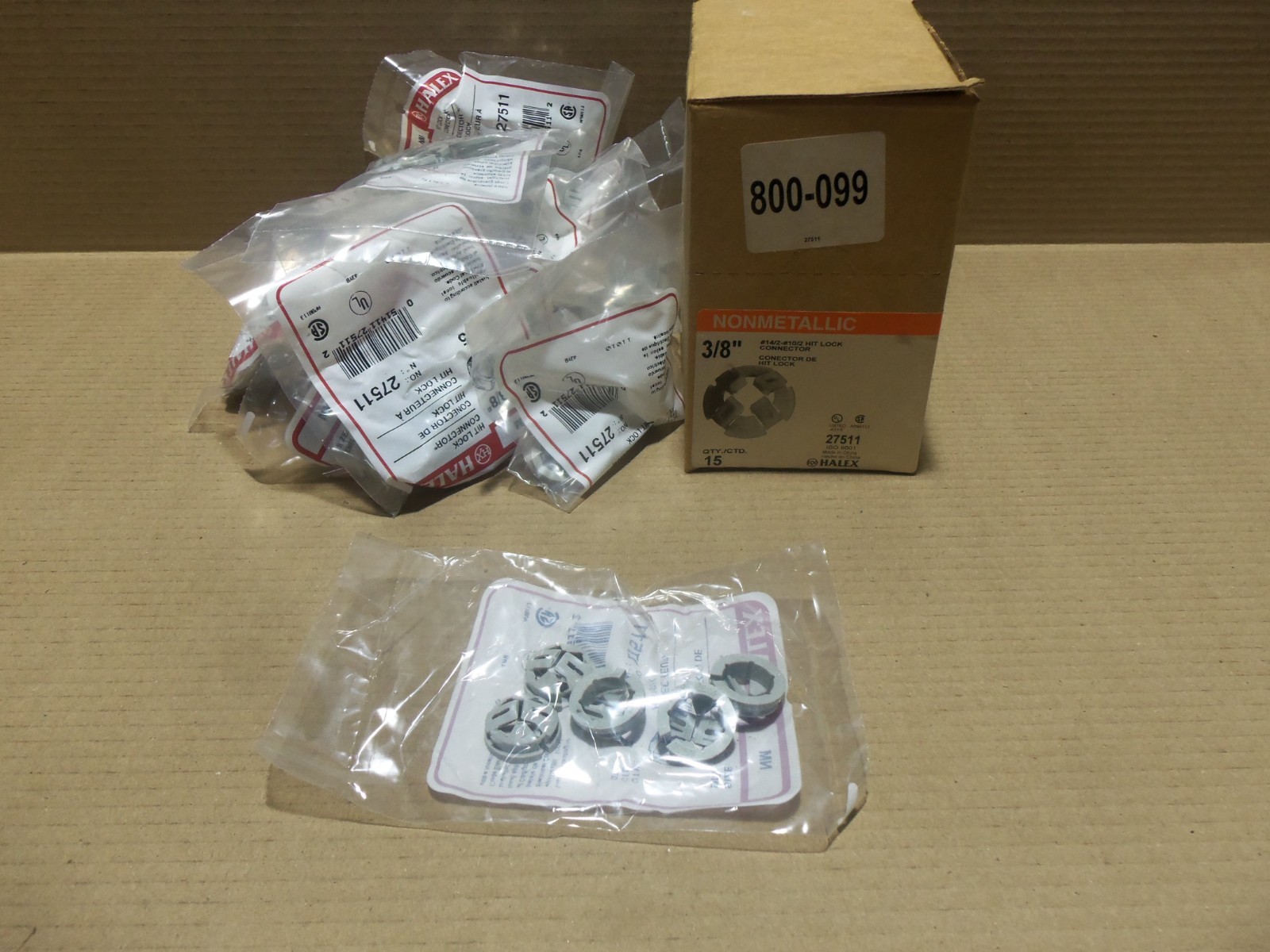 Halex 27511 Box of 15 (5 Per Box) 3/8″ #14/2-#10/2 Hit Lock Connector AK