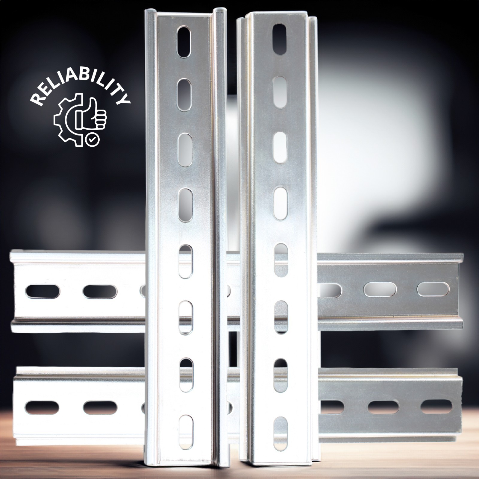 Electrodepot Slotted Aluminum DIN Rail, 35mm x 8in, Silver – 4 Pack