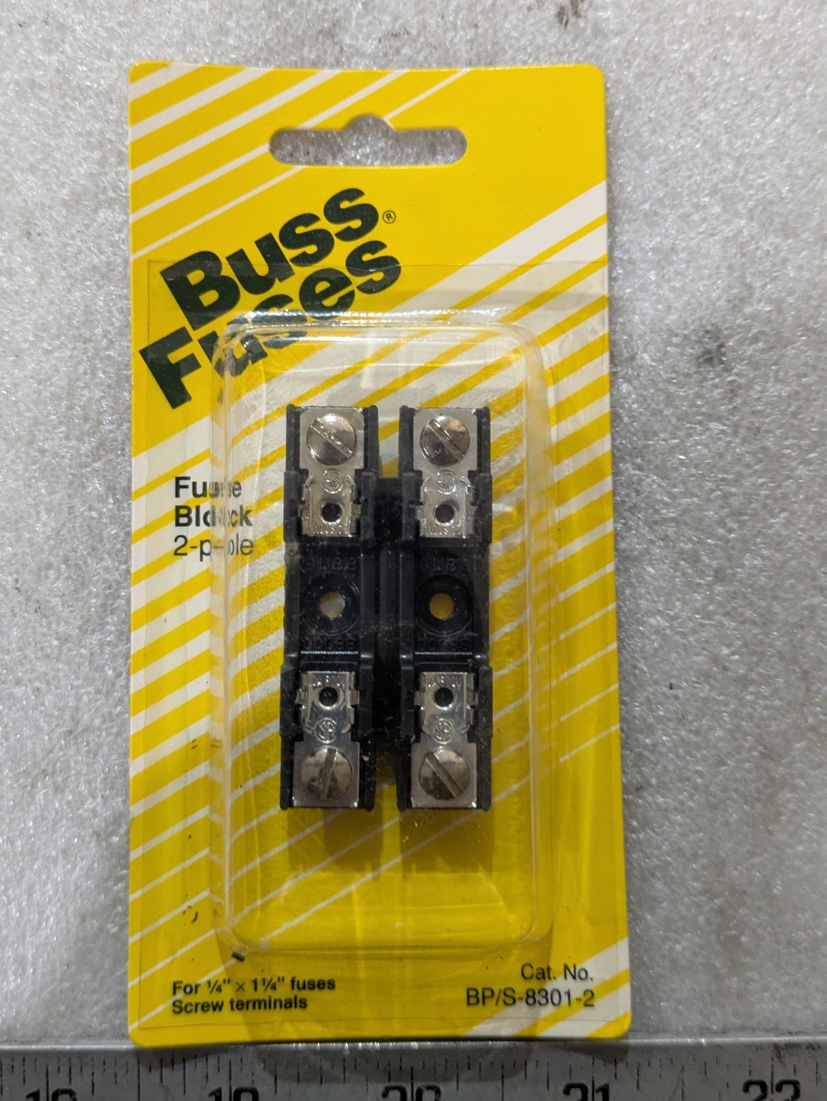 Bussmann BP/S-8301-2 Fuse Block 2-Pole for 1/4in x 1-1/4in Fuses Screw Terminal