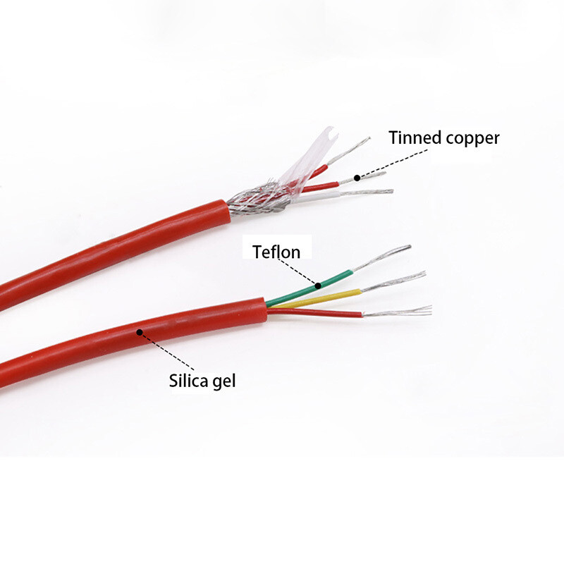 PT100 Silicone Thermocouple Compensating Wire Shielded Cable Red 3x7x0.2mm
