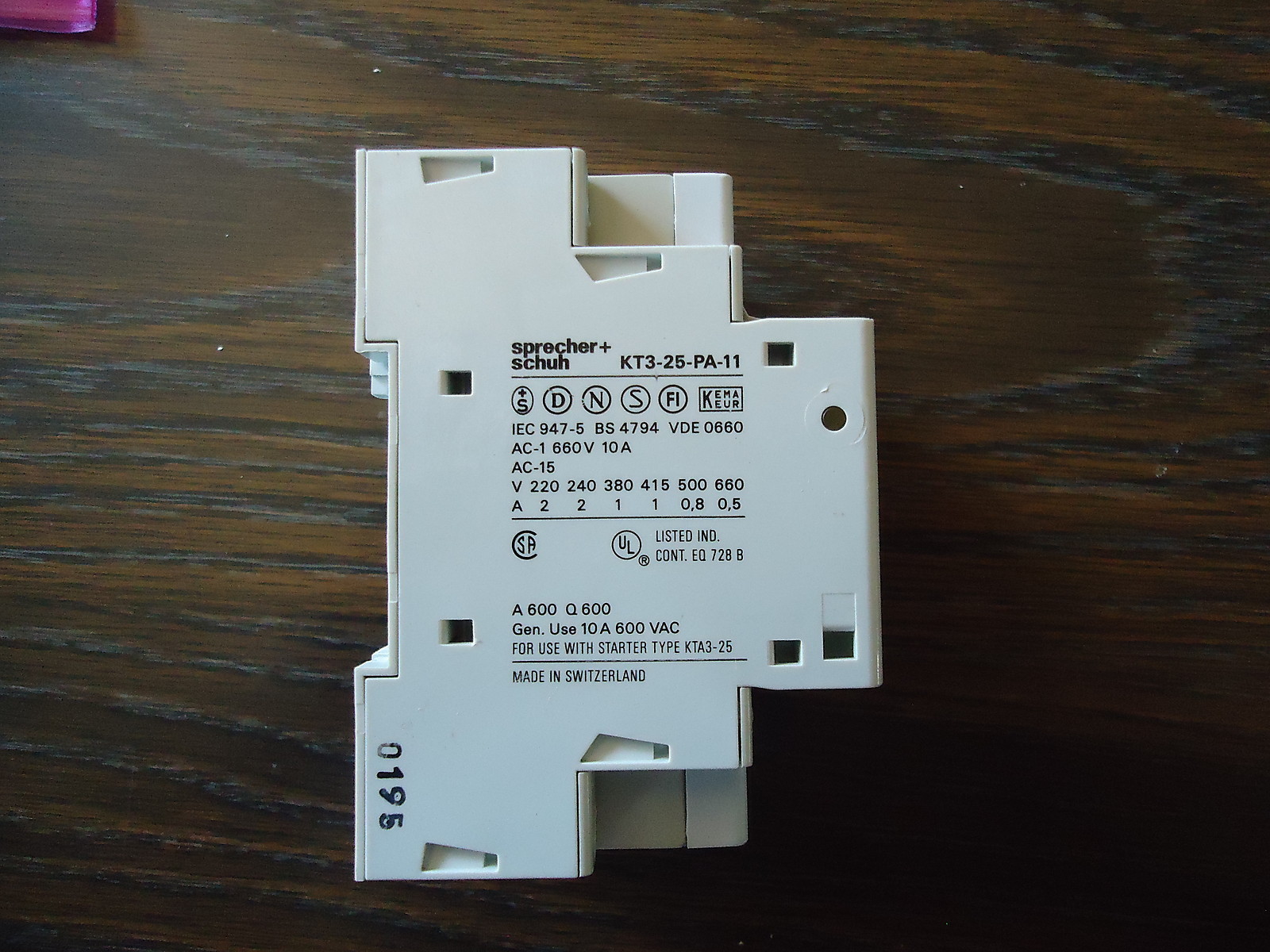 SPRECHER+SCHUH KT3-25-PA-11 MOTOR STARTER MADE IN SWITZERLAND