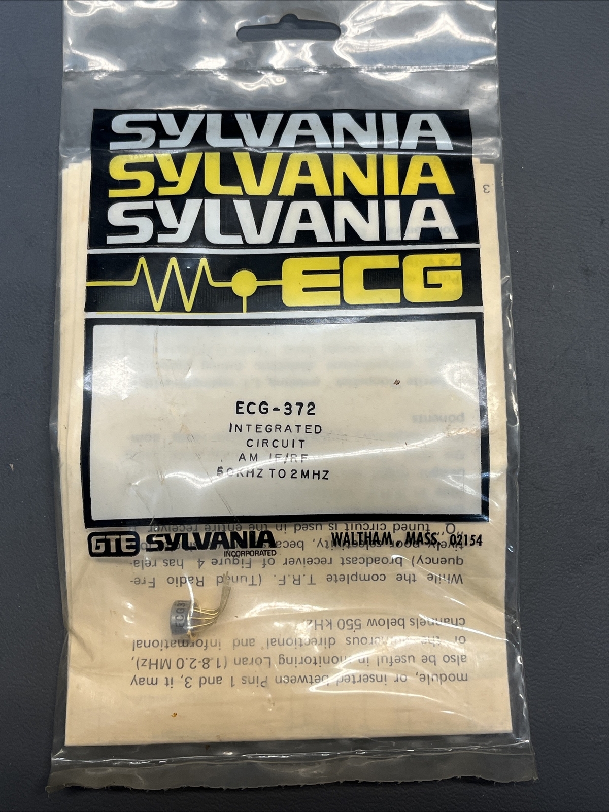 1 Each ~ ECG372 ~ IC AM IF/RF 50 Khz to 2 Mhz ~ 8 Pin Metal Can ~ NOS