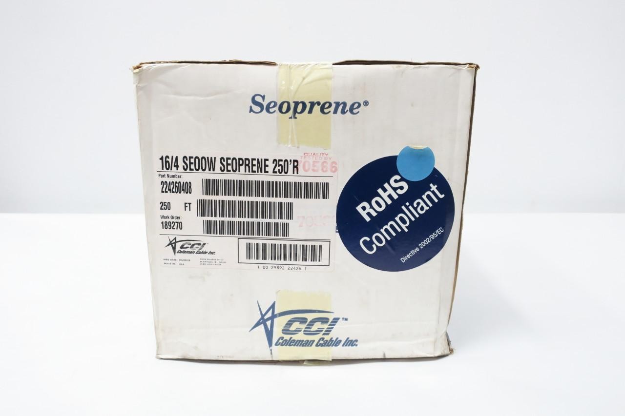 Coleman Cable 224260408 16/4 Seoow Seoprene Cord 250ft