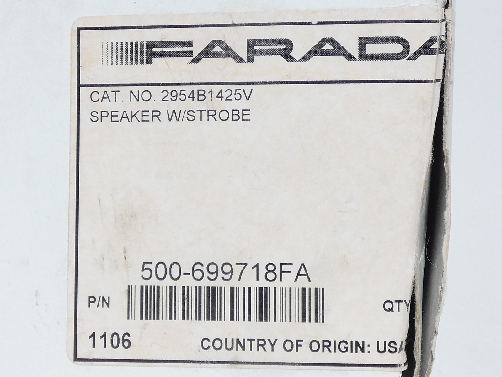 Faraday 2954B1425V 500-699718FA Red Wall Fire Alarm Speaker Strobe – NEW Surp…