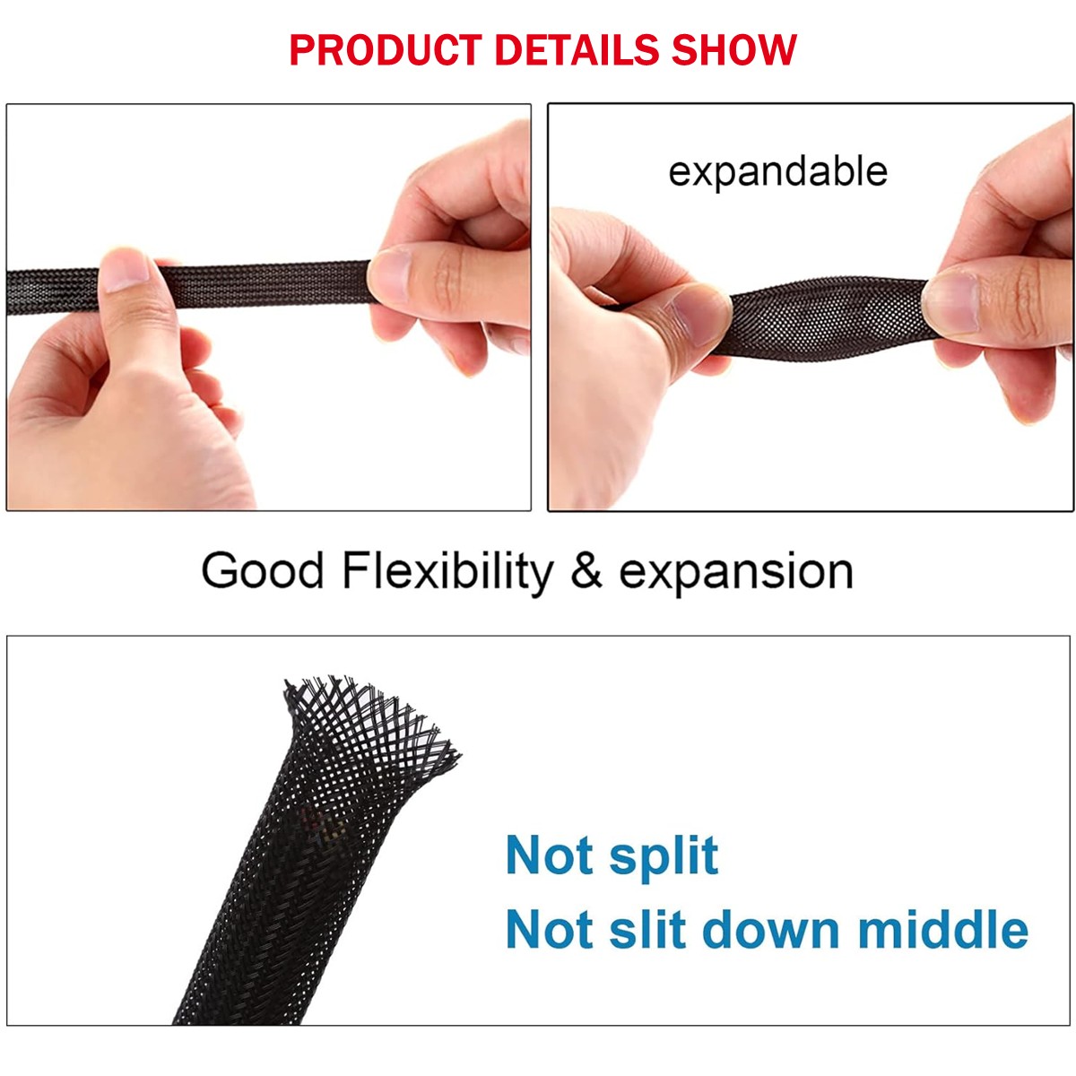 5/10/20M PET Expandable Braided Cable Sleeving Sheathing Wire Loom Tubing Sleeve