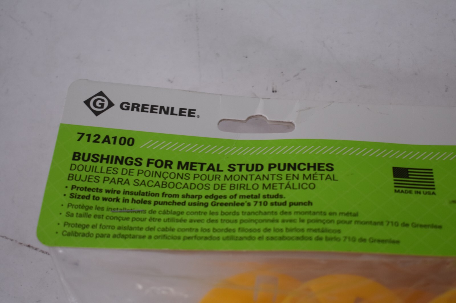 GreenLee Bushings For Metal Stud Punches Hole Making 1-11/32″ Yellow 712A100
