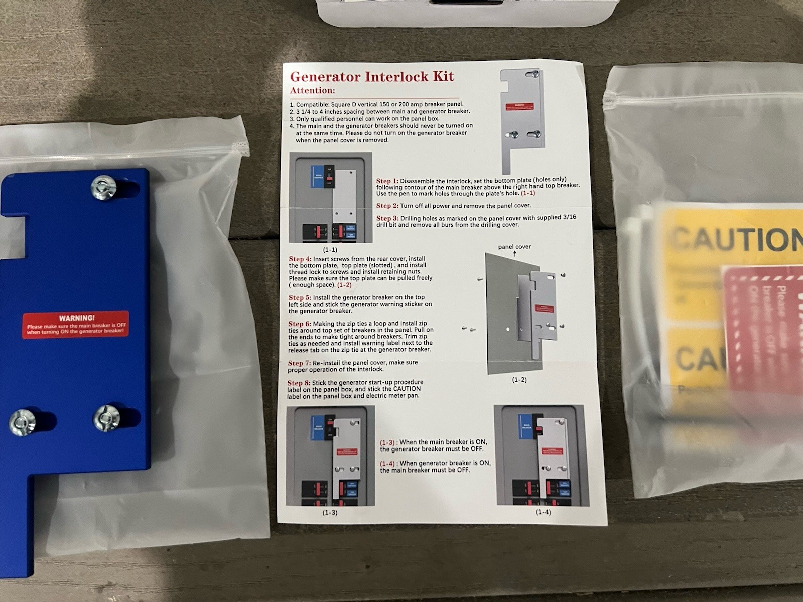GenInterlock AC-SD200A-BU Generator Interlock Kit, 150 and 200 Amp Square D,