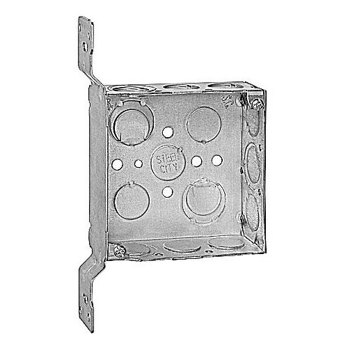Steel City 52151CV1/2&3/4, Steel, Electrical Square Outlet Box, 1 pc