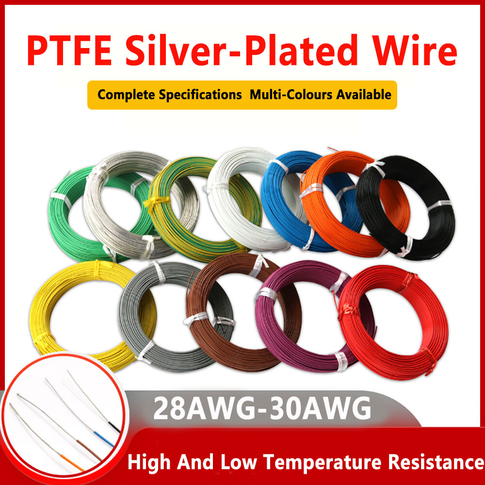 PTFE Cable Wire 28 30 awg Flexible Silver Copper Stranded Choose Colour / Length