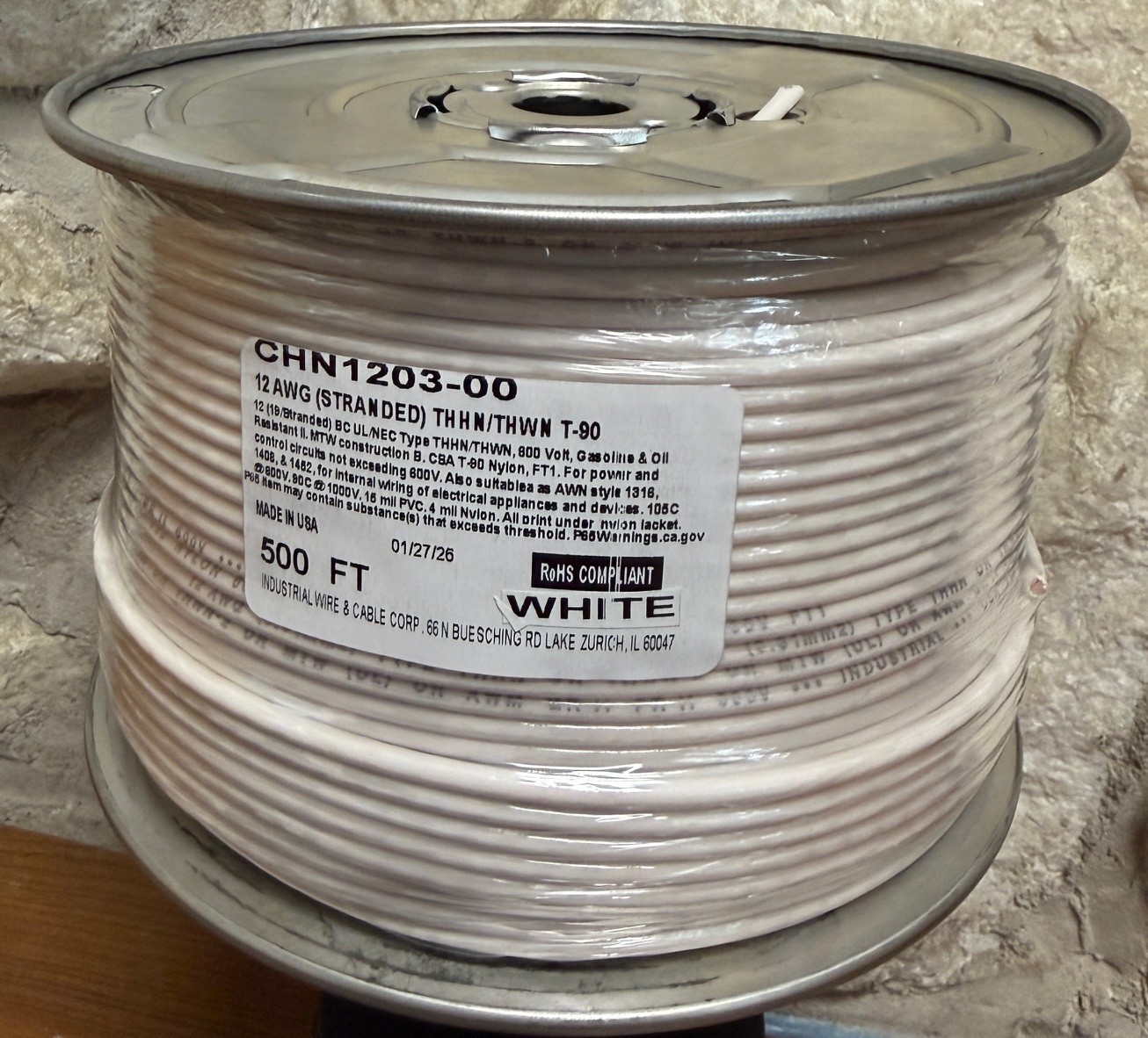500 FT THHN/THWN WIRE. 12AWG STR BC 600 VOLT. MADE IN USA. ONLY ORANGE