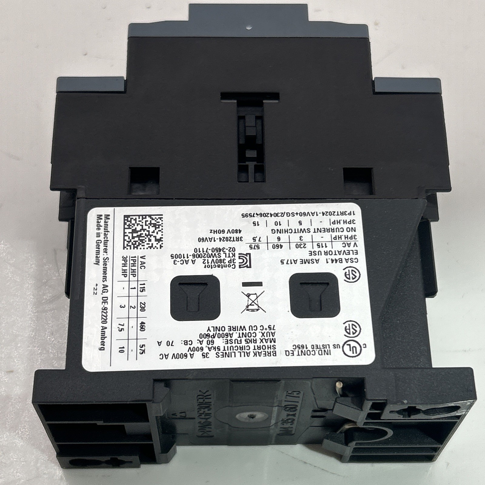 SIEMENS SIRIUS CONTACTOR 3RT2024-1AV60