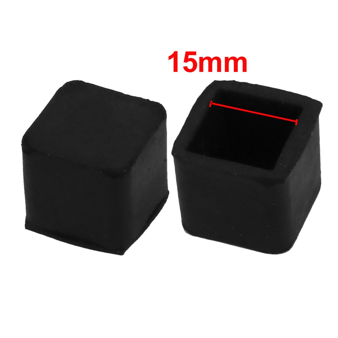 20Pcs Furniture Table Chair Square Rubber Leg Tip Cap 15mm x 15mm