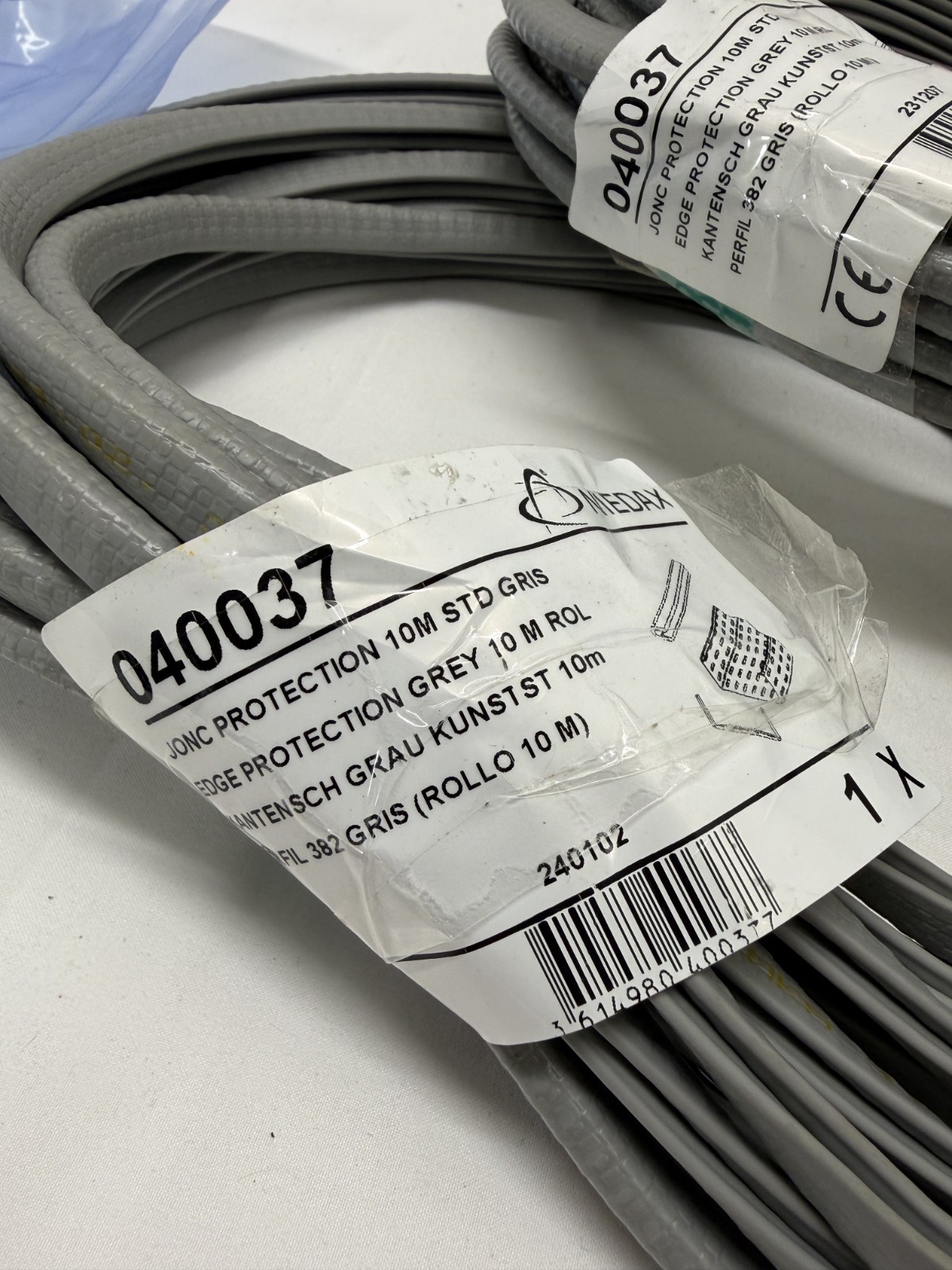 NIEDAX 040037 EDGE PROTECTOR, GRAY, 10 ML / 32.8 FT ROLL. LOT OF 2. NEW.