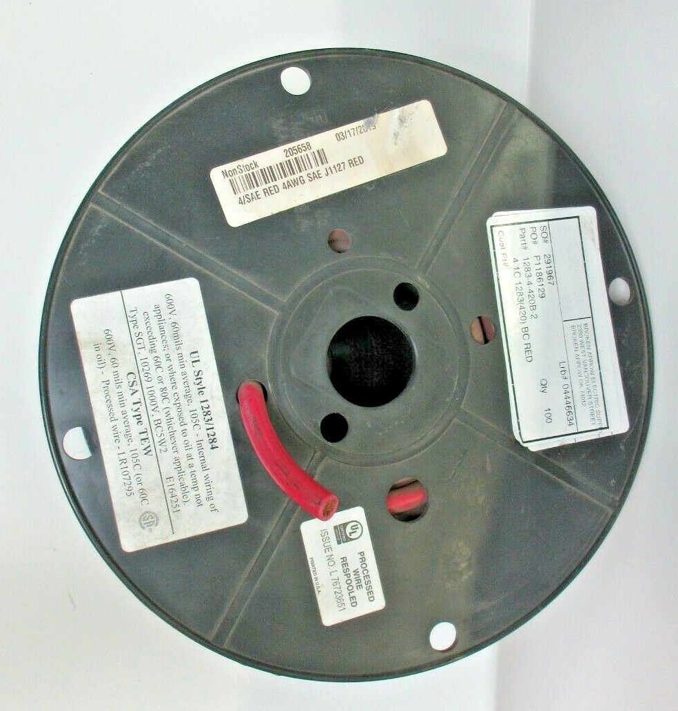 100FT 4/SAE RED 4AWG WIRE J1127