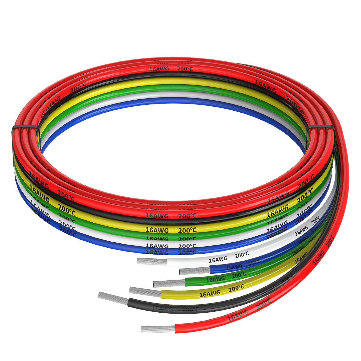 16Awg Silicone Electrical Wire Cable 6 Colors (5Ft Each) 16 Gauge Hookup Wires K