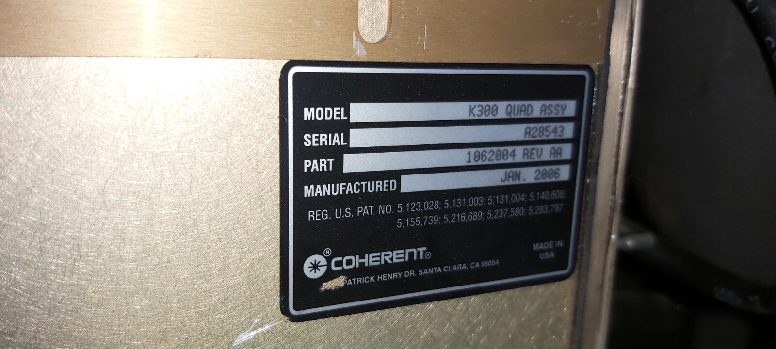 COHERENT K250 CRTD TUBE + D64/84 RF AMP USED LASER 250W