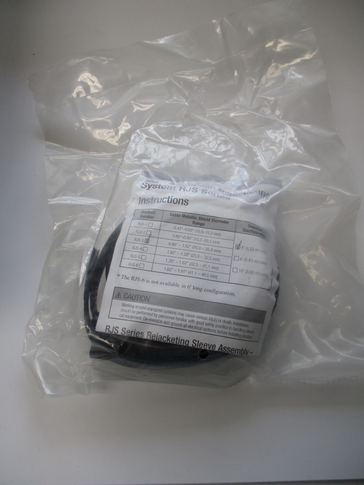 3M RJS-3-4FT REJACKETING SLEEVE ‘ COIL, MATALLIC SHIELD DIAM RANG 0.80-1.02″