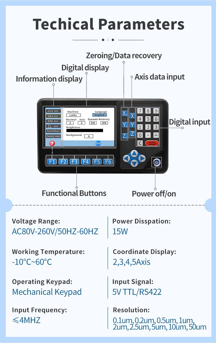 3 Axis DRO Digital Readout Meter Linear Scale 12x16x30inch 9×42 Bridgeport Mill