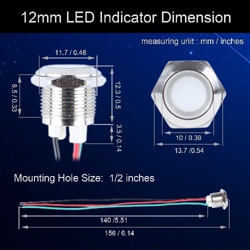 12mm 12V 24V Metal 2 Color LED Indicator Light