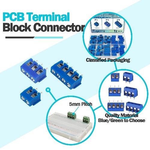 72PCS 5mm Pitch PCB Mount Screw Terminal Block Connector 2Pin 3Pin 4Pin Blue