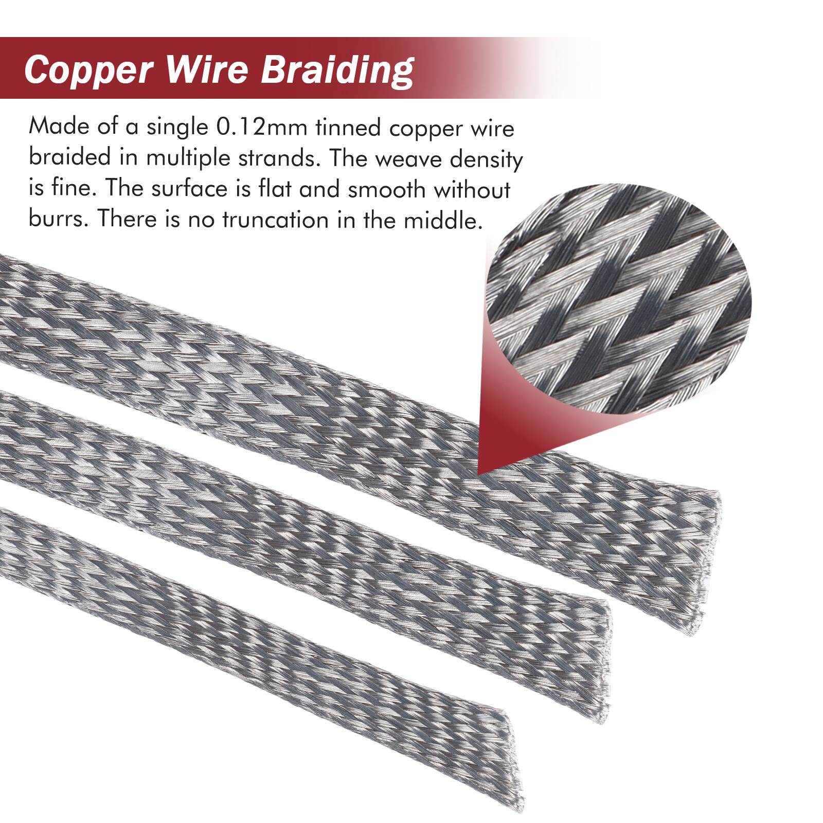 Tinned Braided Sleeve Metal Shielding Signal Wire Cable Shielded Audio Wire Lot