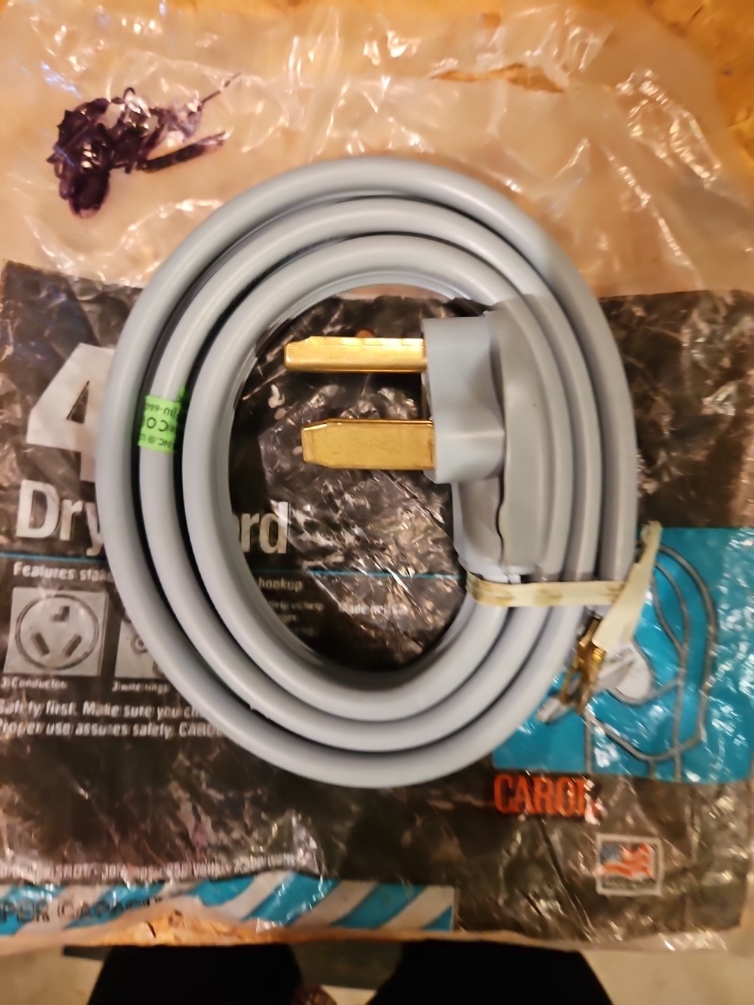 Dryer Cord 4′ MFG by Carol 05654-62-10 3 Conductor New
