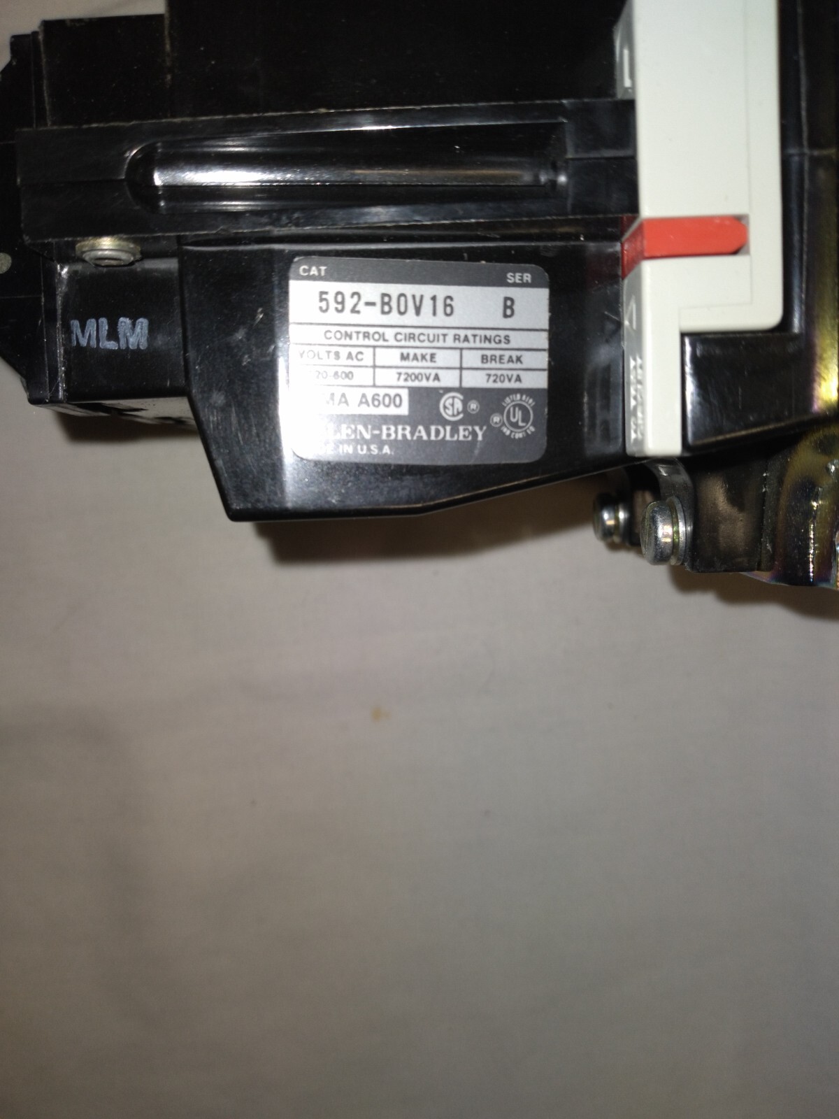ALLEN BRADLEY 592-B0V16 B NEMA A600 VOLTS AC 120-600 W39