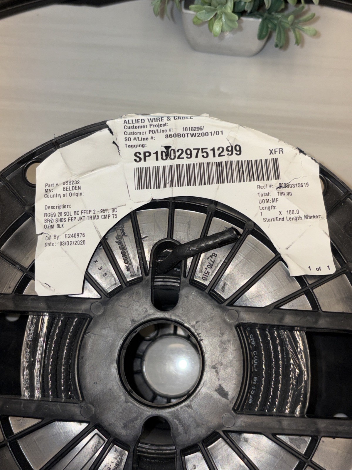 NEW- RG59 20 SOL BC CMP FFEP 2-95% BLK Liberty Allied Wire & Cable B88232 100’