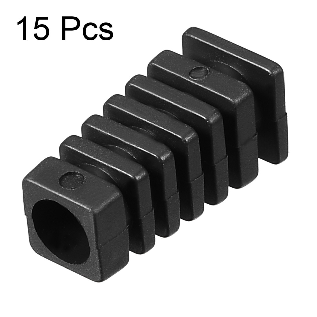 15Pcs PVC Square Strain Relief Cord Boot Protector Sleeve 7mm ID Black