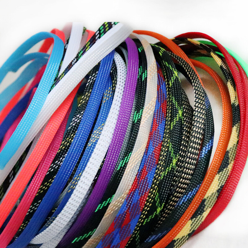 12mm Width Coloured PET Expandable Braid Sleeving Cable Wire Sleeve Sheath Dense