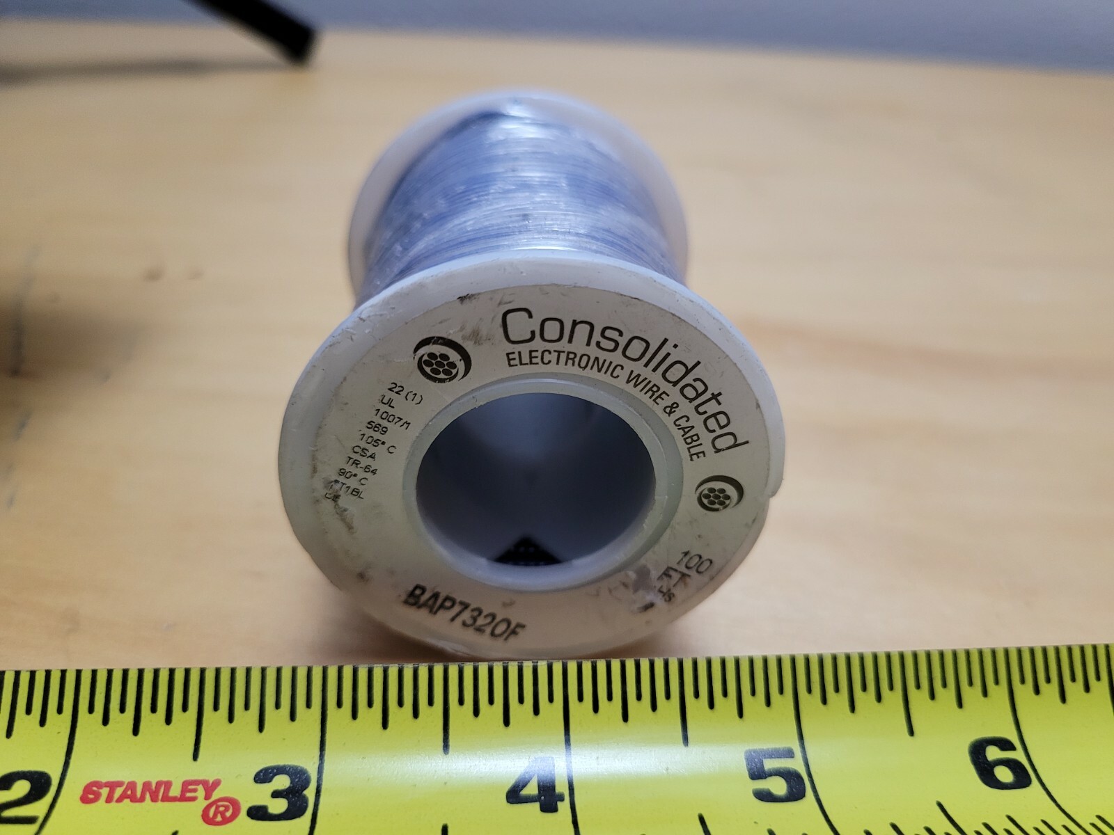 100′ Consolidated Electronic Wire BAP7320F 22 AWG Blue Wire 1 Cond Stranded New